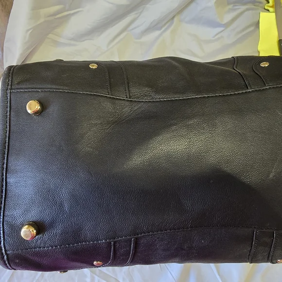 Black Leather Tote with Gold Accents - Picture 2 of 8